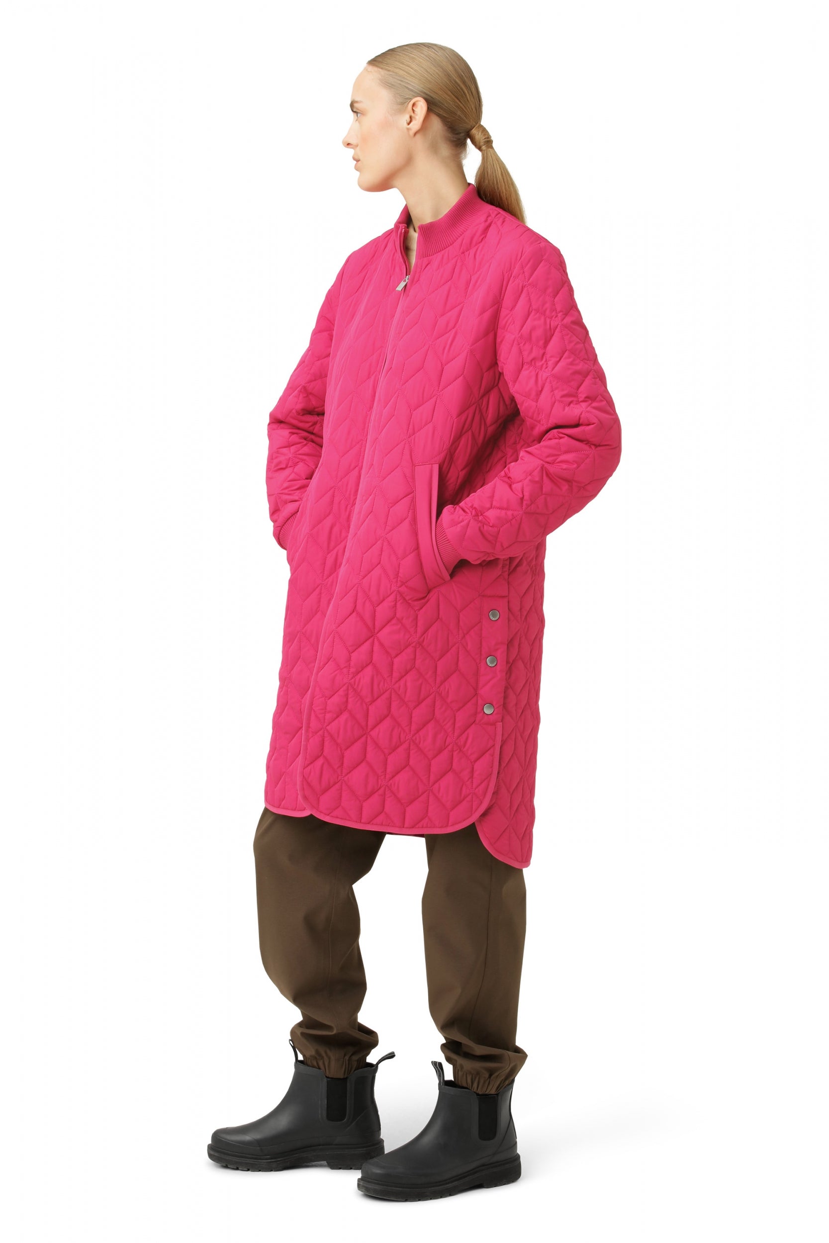 Gewatteerde Jas ART06 | Magenta | Coat | Ilse Jacobsen