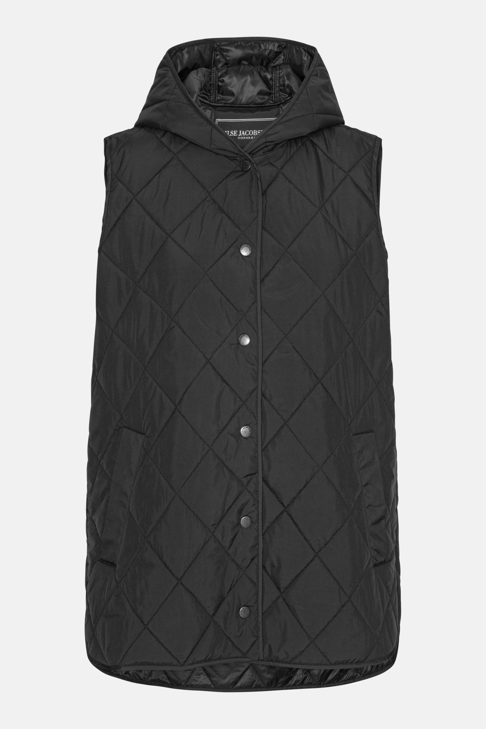 Gewatteerd Lang Gilet BEAT02 - 001 Black | Black | Vest | Ilse Jacobsen