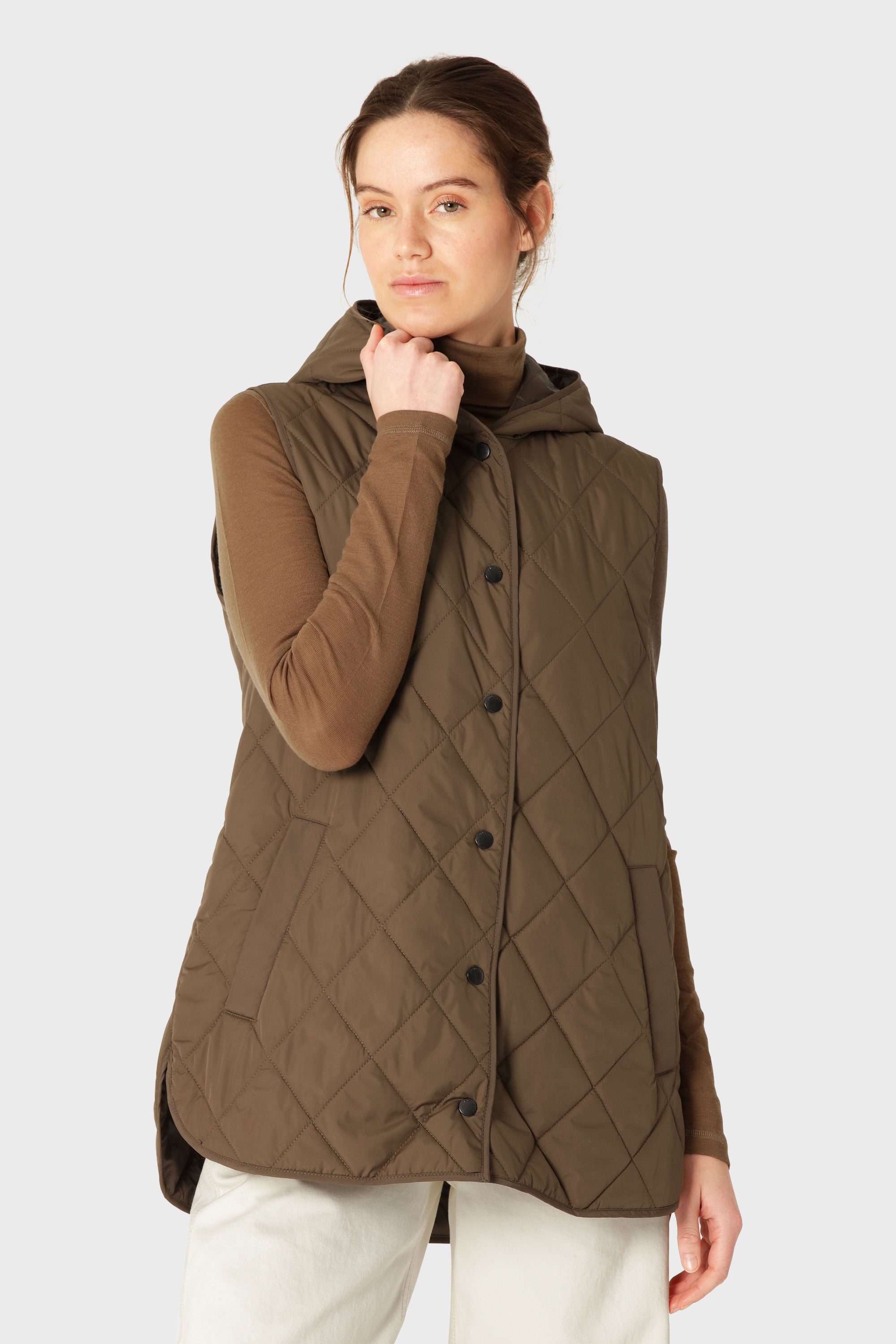 Lange Gewatteerde Bodywarmer BEAT02 | Nut | Vest | Ilse Jacobsen