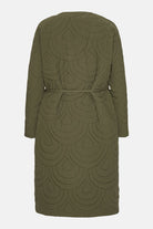 Lang Gewatteerde Jas BLOSSOM01 | Olive Night | Jacket | Ilse Jacobsen