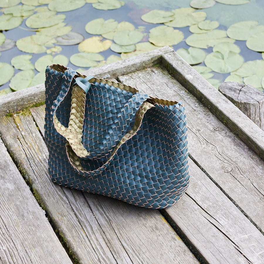 Reversible Tote bag BAG08 M - 492724 Beetle Dark Green Metallic | Beetle Dark Green Metallic