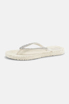 Slippers met zilveren mix strass steen CHEERFUL03G | Creme | Flip Flop | Ilse Jacobsen