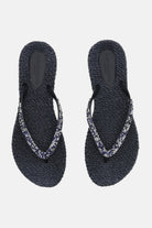 Slippers met zilveren mix strass steen CHEERFUL03G | Dark Indigo | Flip Flop | Ilse Jacobsen