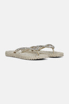 Slippers met zilveren mix strass steen CHEERFUL03G | Platin | Flip Flop | Ilse Jacobsen