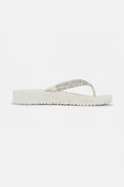 Platform slippers met zilveren mix strass steen CHEERFUL15 | Creme | Flip Flop | Ilse Jacobsen