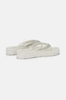 Platform slippers met zilveren mix strass steen CHEERFUL15 | Creme | Flip Flop | Ilse Jacobsen