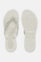 Platform slippers met zilveren mix strass steen CHEERFUL15 | Creme | Flip Flop | Ilse Jacobsen