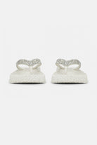 Platform slippers met zilveren mix strass steen CHEERFUL15 | Creme | Flip Flop | Ilse Jacobsen