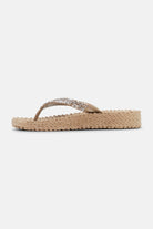 Platform slippers met zilveren mix strass steen CHEERFUL15 | Mocca | Flip Flop | Ilse Jacobsen