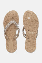 Platform slippers met zilveren mix strass steen CHEERFUL15 | Mocca | Flip Flop | Ilse Jacobsen