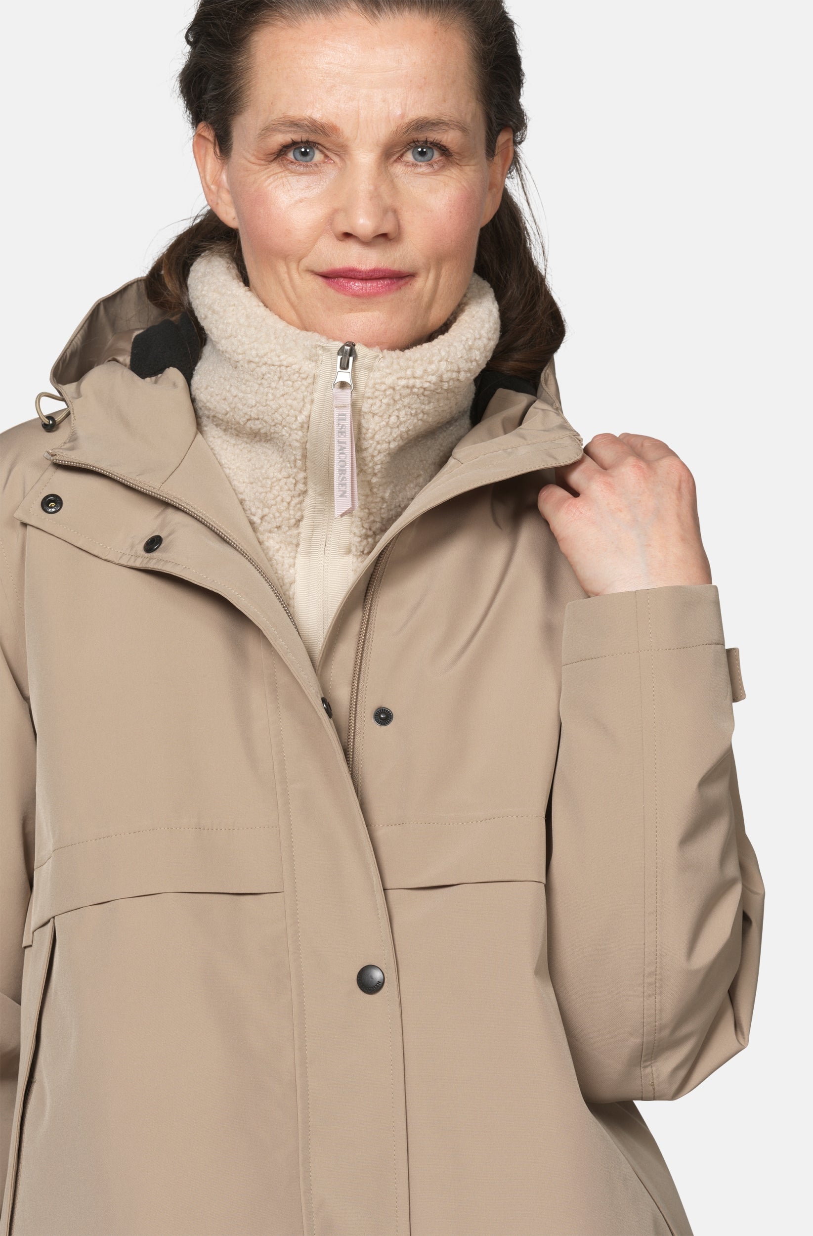 Gevoerde regenjas DASHRAIN02 | Greige | Jacket | Ilse Jacobsen
