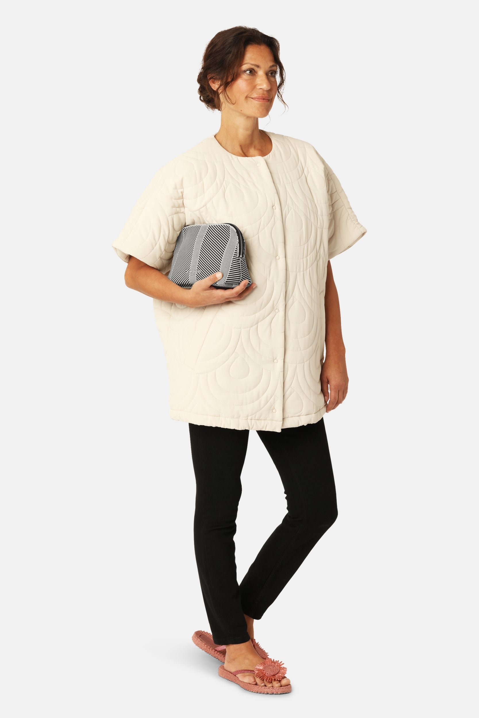 Gebreide Makeup Tas KNITTY02 | Milk Creme Black | Bag | Ilse Jacobsen