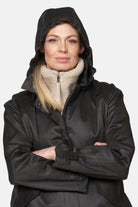 Gewatteerde jas van waxed cotton LAND01 | Dark Brown Check | Coat | Ilse Jacobsen