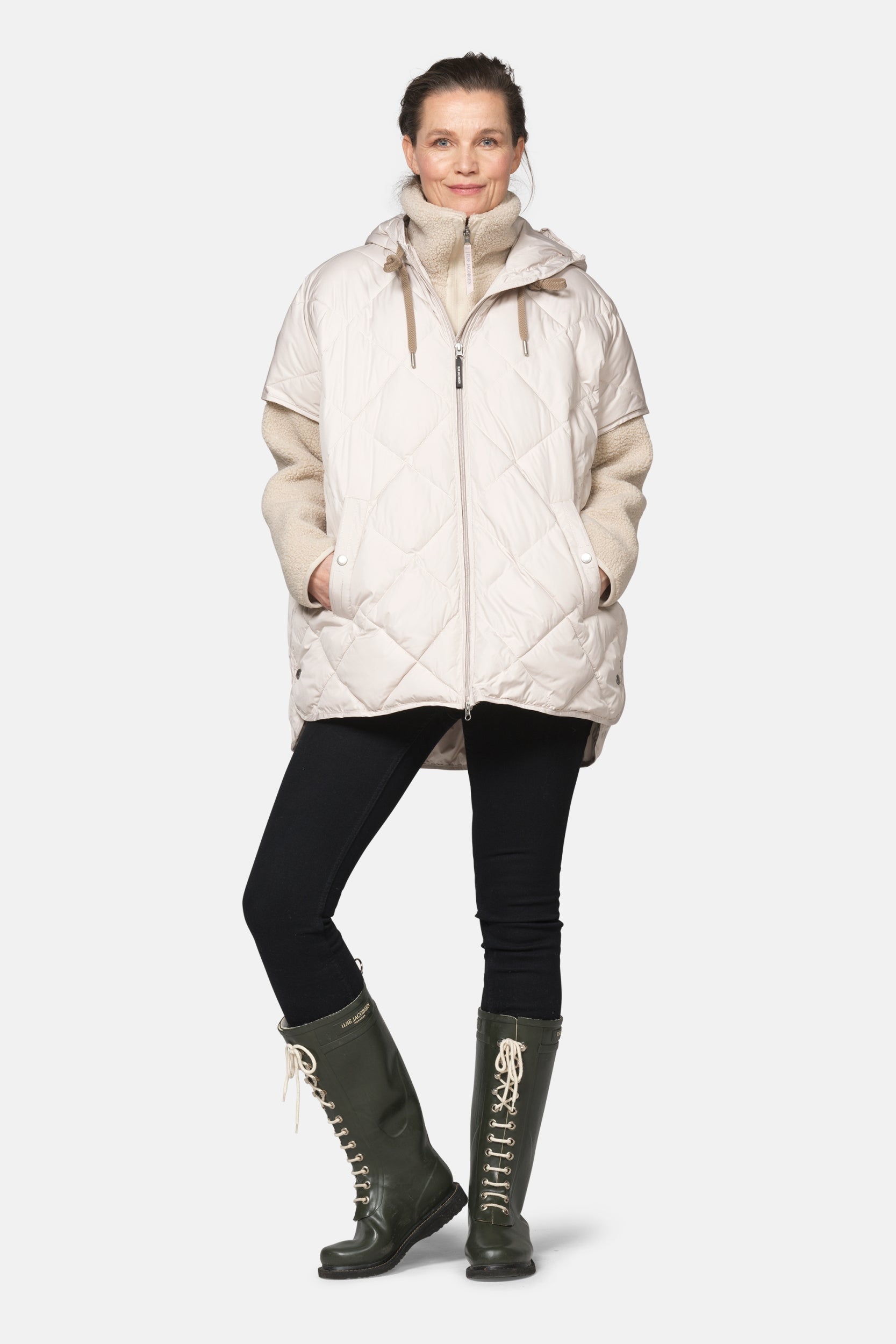 Gewatteerde cape PEPPY12 | Silver Grey | Cape | Ilse Jacobsen