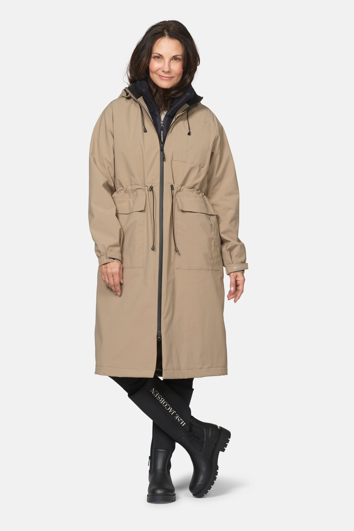 Lange winterparka THERMAL01 | Greige | Parka | Ilse Jacobsen