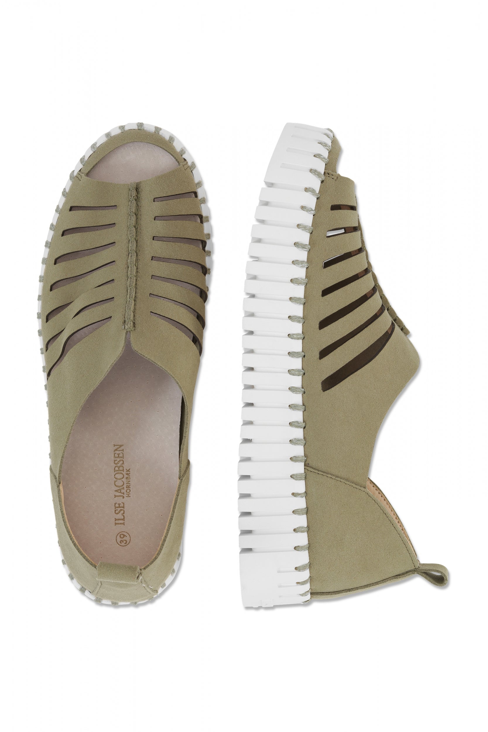 Instapsandalen TULIP9376W witte zool - 410 Army | Army | Shoes | Ilse Jacobsen