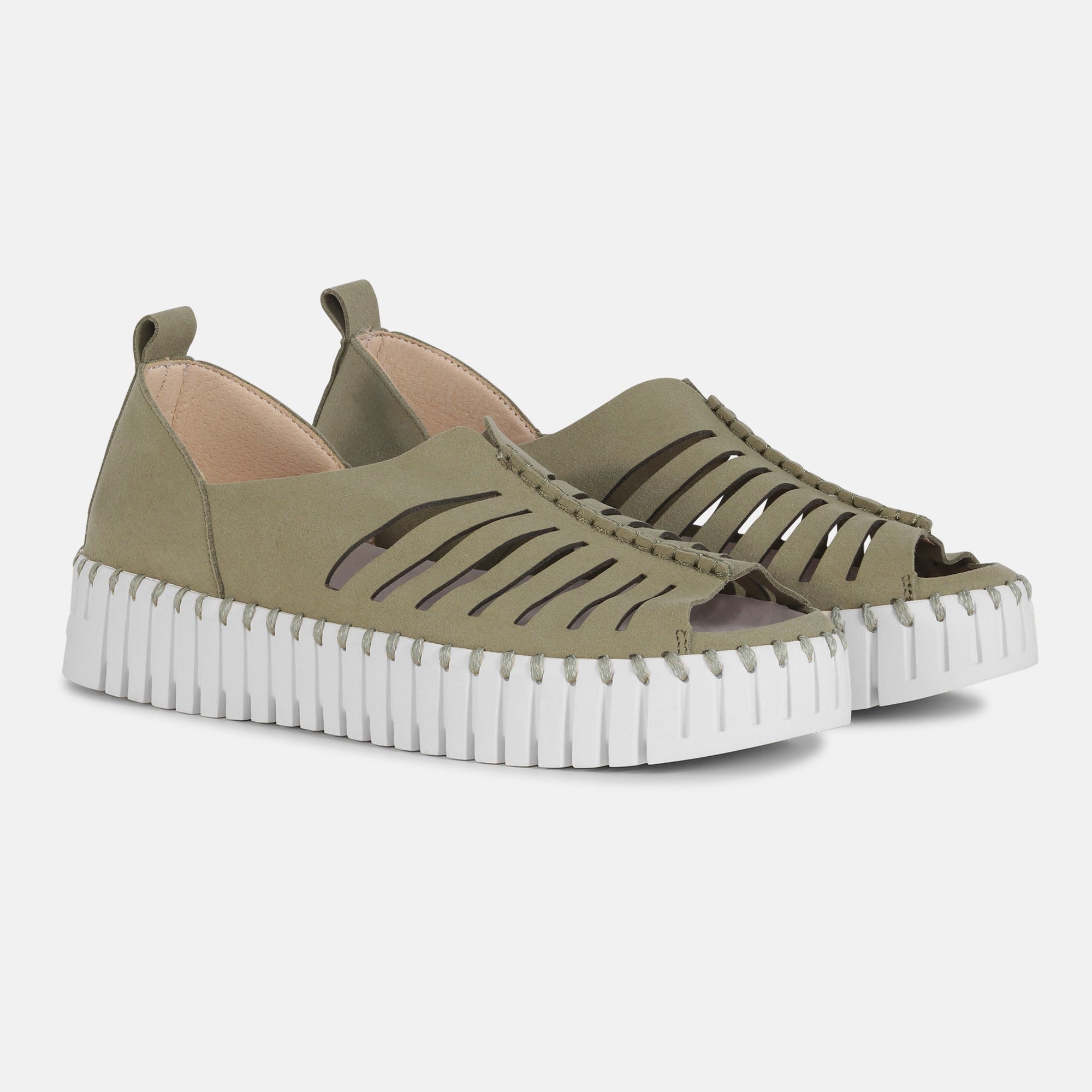 Instapsandalen TULIP9376W witte zool - 410 Army | Army | Shoes | Ilse Jacobsen