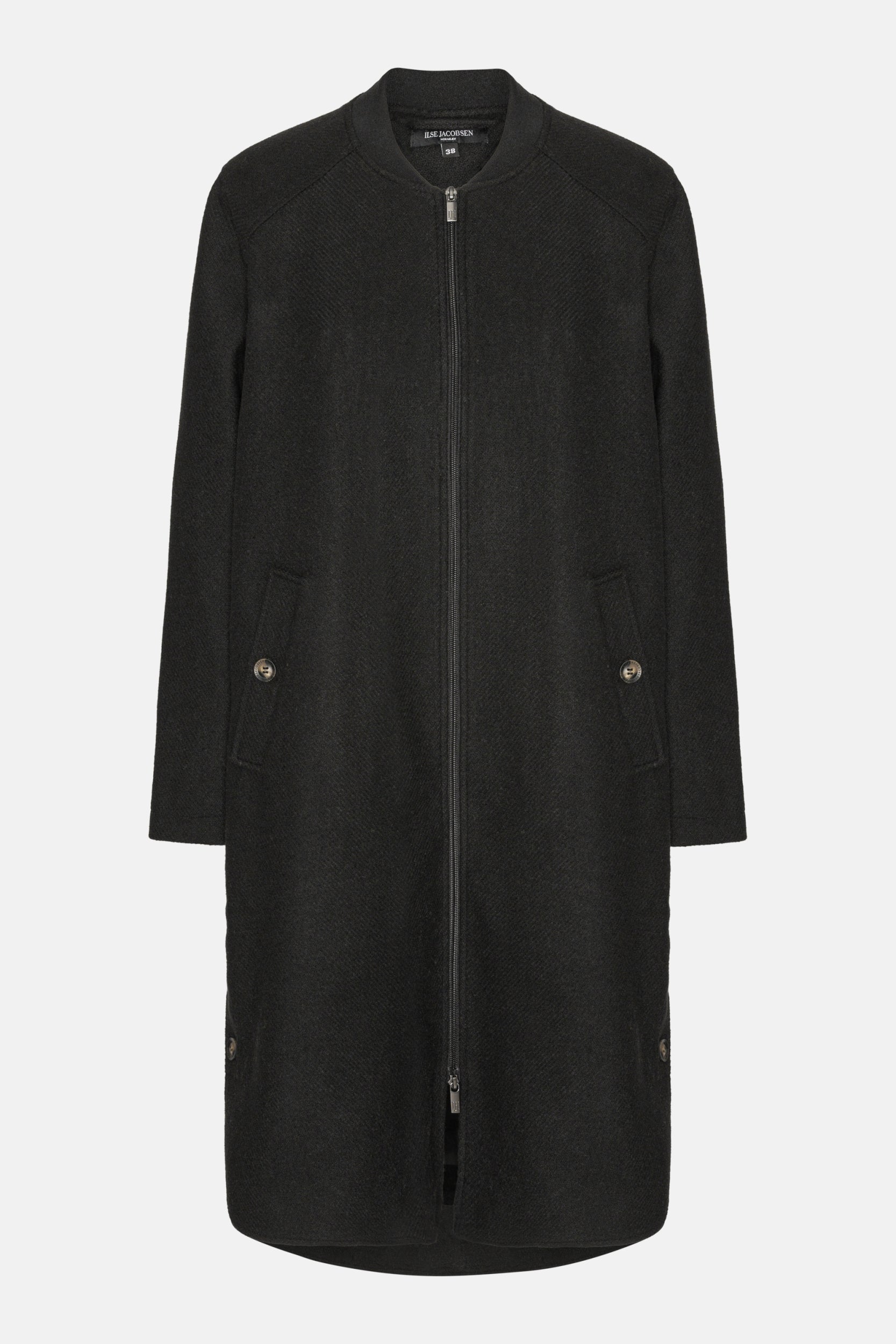 Lange Jas WOOLEN02 | Black | Coat | Ilse Jacobsen