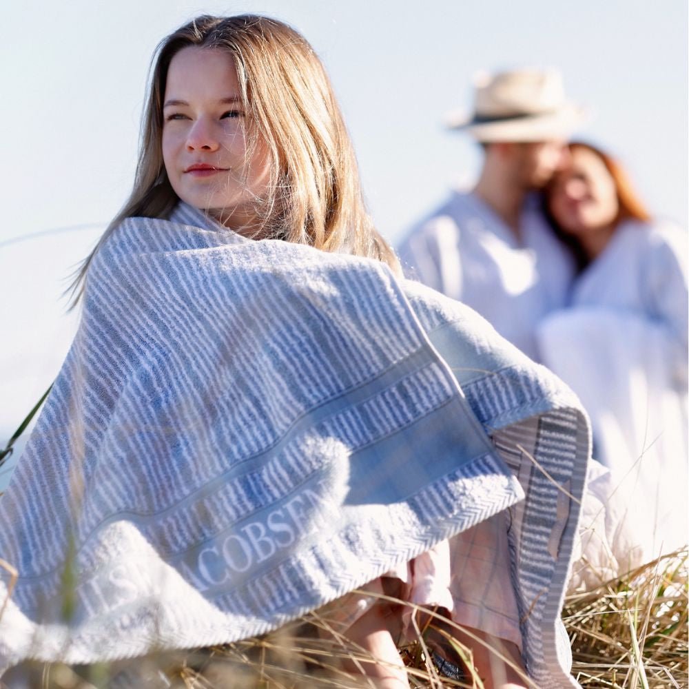 Badhanddoek | Powder Blue Stripes | Bath Collection | Ilse Jacobsen