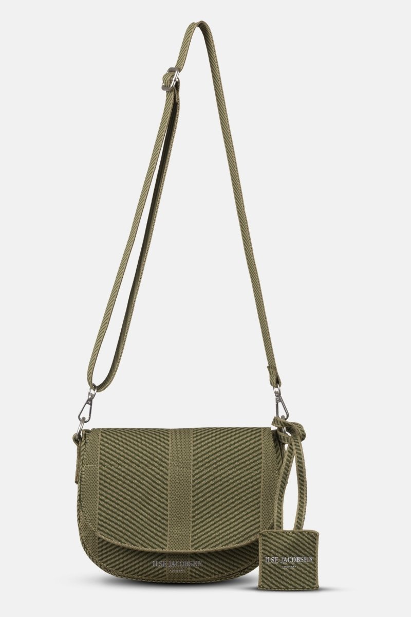 Gebreide crossbodytas KNITTY03 | Greige Dark Olive | Bag | Ilse Jacobsen