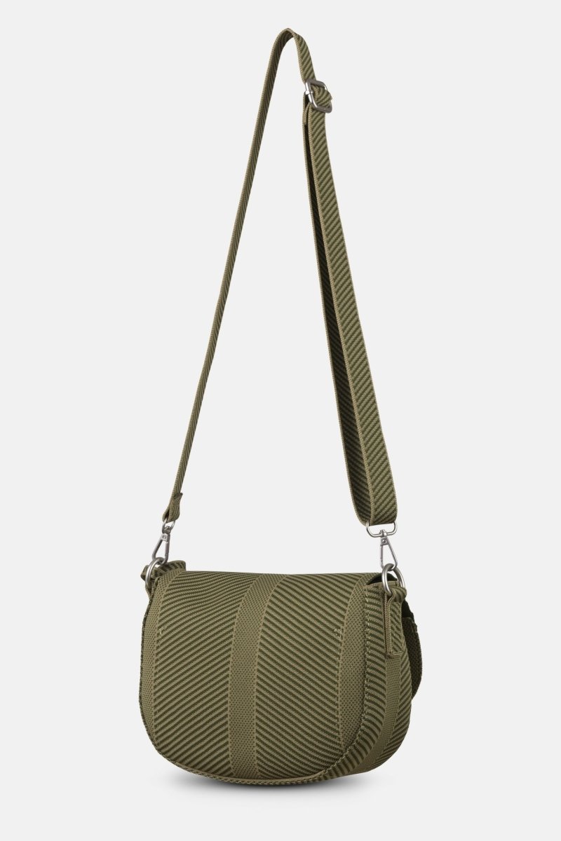 Gebreide crossbodytas KNITTY03 | Greige Dark Olive | Bag | Ilse Jacobsen