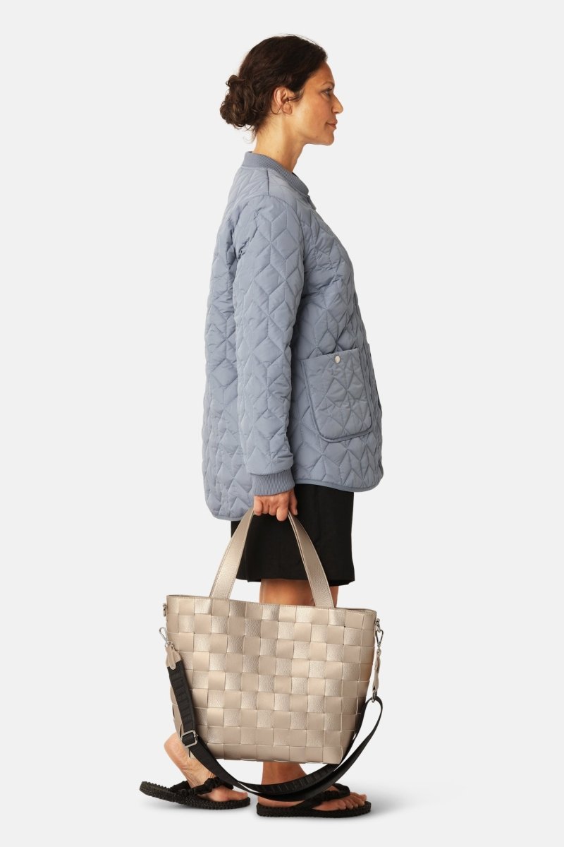 Gevlochten Shoulder Tas met Strap CHIP11 | Platin | Bag | Ilse Jacobsen