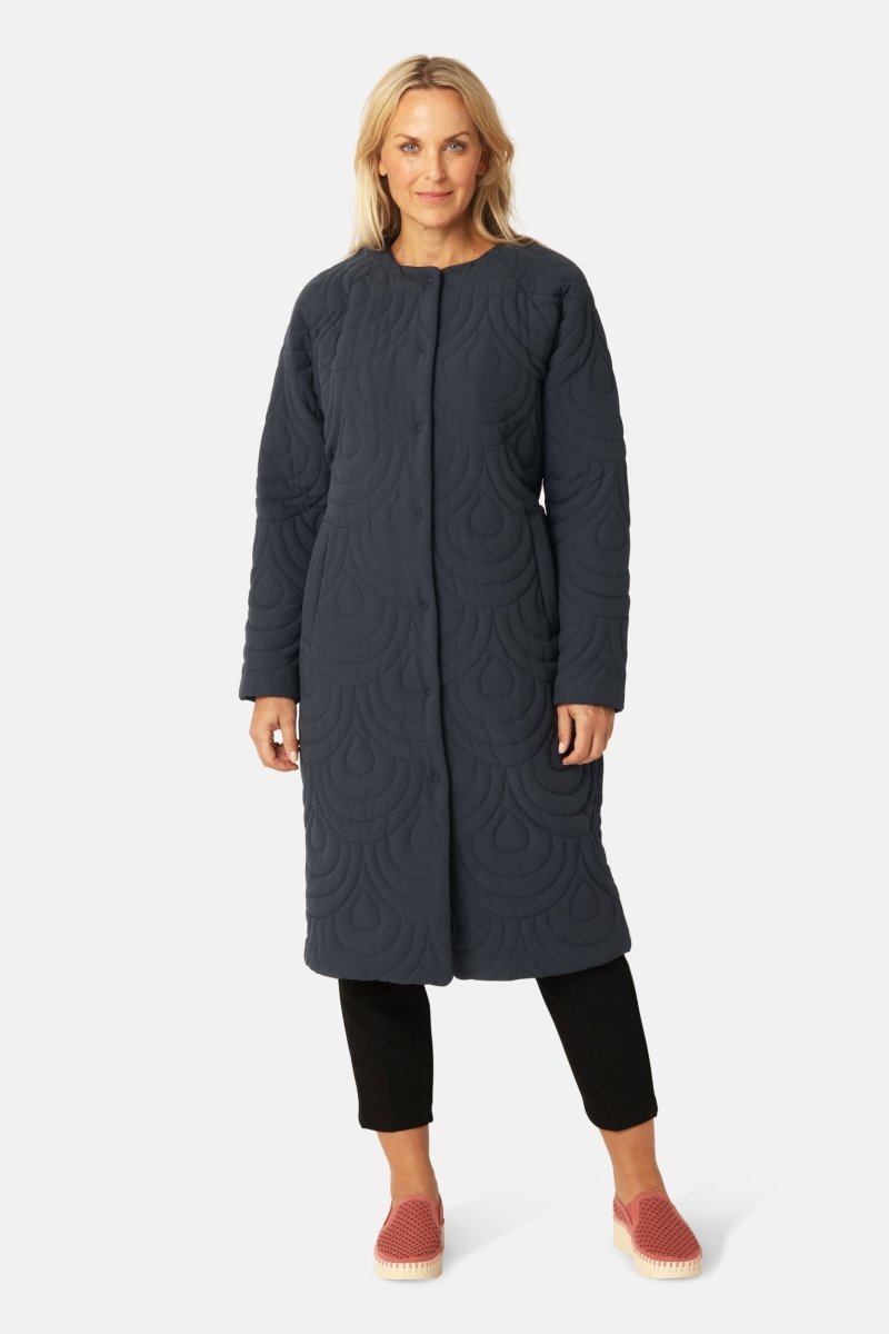 Lang Gewatteerde Jas BLOSSOM01 | Dark Indigo | Jacket | Ilse Jacobsen