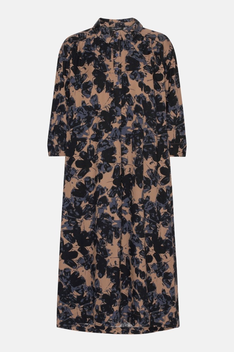 Lange A-lijn jurk TENCELLA08P | Beige Butterfly | Dress | Ilse Jacobsen