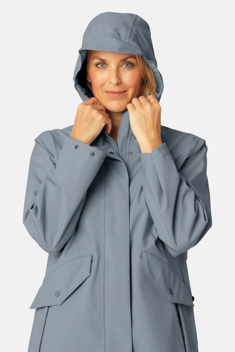 Lange Softshell Regenjas DAYBREAK03B | Grey Blue | Raincoat | Ilse Jacobsen