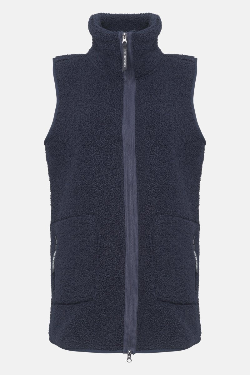 Lange teddy bodywarmer met rits BONDEDPILE02 | Dark Indigo | Jacket | Ilse Jacobsen