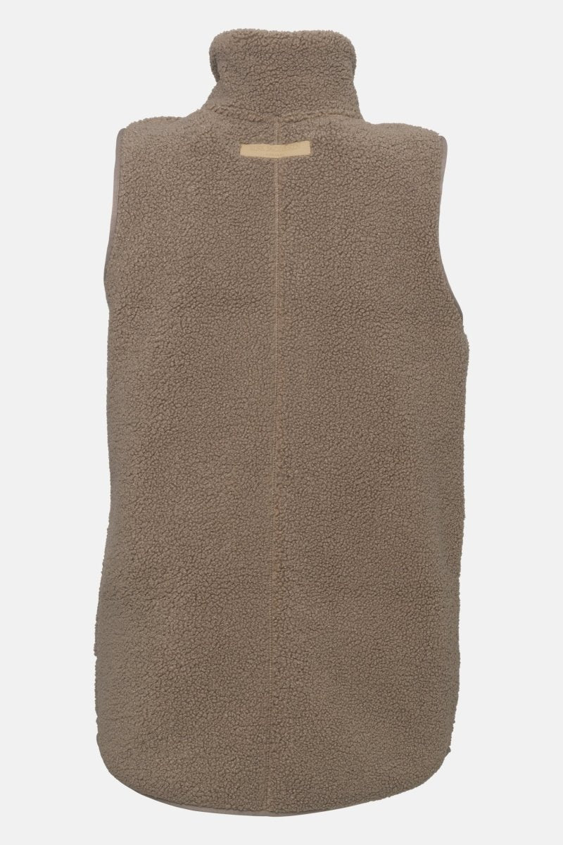 Lange teddy bodywarmer met rits BONDEDPILE02 | Greige | Jacket | Ilse Jacobsen