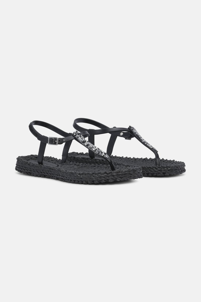 Slippers met enkelband en glitters CHEERFUL10G | Black | Flip Flop | Ilse Jacobsen