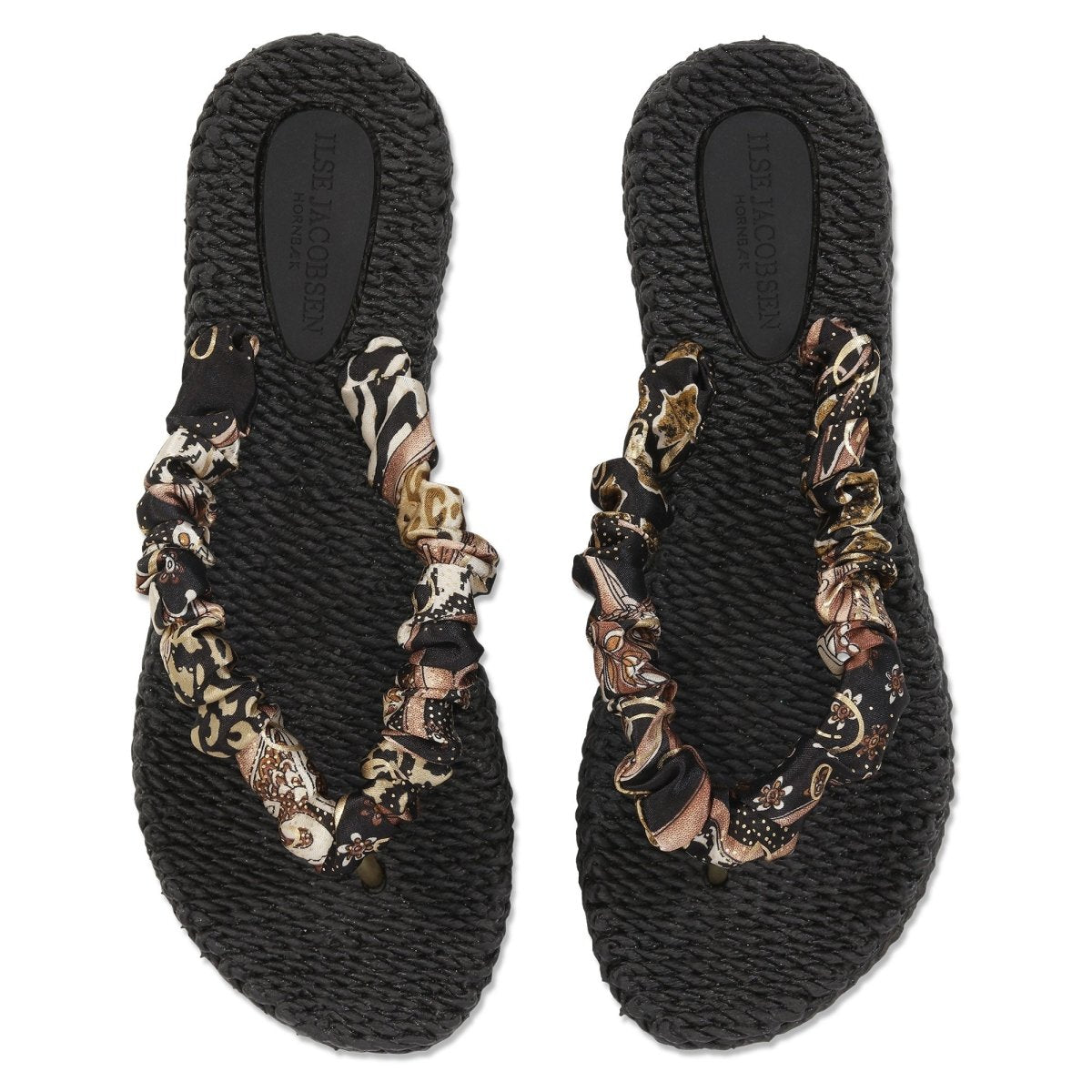 Slippers met stoffen band CHEERFUL05 | Black | Flip Flop | Ilse Jacobsen