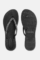 Slippers met zilveren mix strass steen CHEERFUL03G | Black | Flip Flop | Ilse Jacobsen