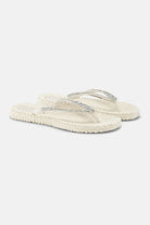 Slippers met zilveren mix strass steen CHEERFUL03G | Creme | Flip Flop | Ilse Jacobsen