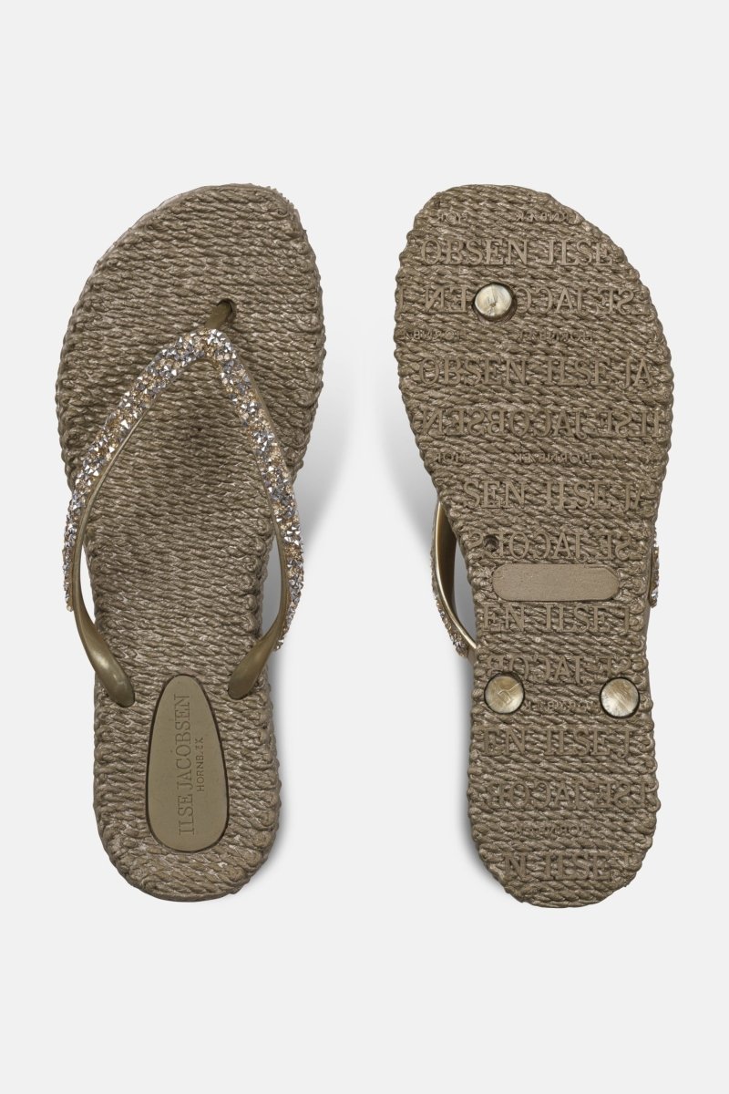 Slippers met zilveren mix strass steen CHEERFUL03G | Platin | Flip Flop | Ilse Jacobsen