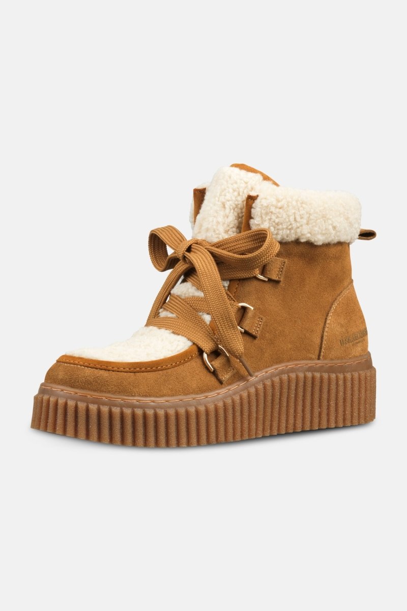 Suède veterlaarsjes met lamsvacht CALIRA02 | Cashew Clay | Shoes | Ilse Jacobsen