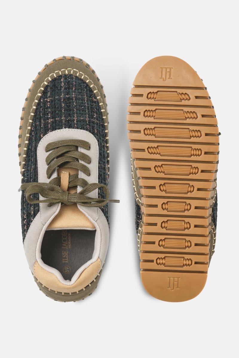Tulip sneaker met materiaalmix TULIP4500 | Deep Olive Mocca | Shoes | Ilse Jacobsen